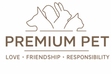 Logo for Premium Pet with paw print design on a white background